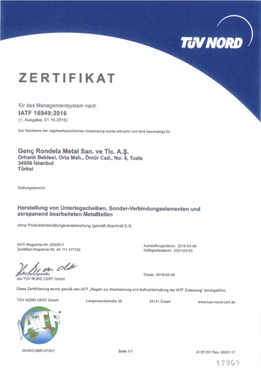Genç Rondela IATF 16949 2016